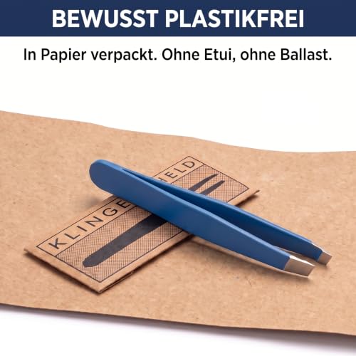 KLINGENHELD® Haargenaue Pinzette - greift jedes Haar beim 1. Versuch ohne durchrutschen - Pinzette Augenbrauen Zupfen handgeschliffen… – Ansicht 3