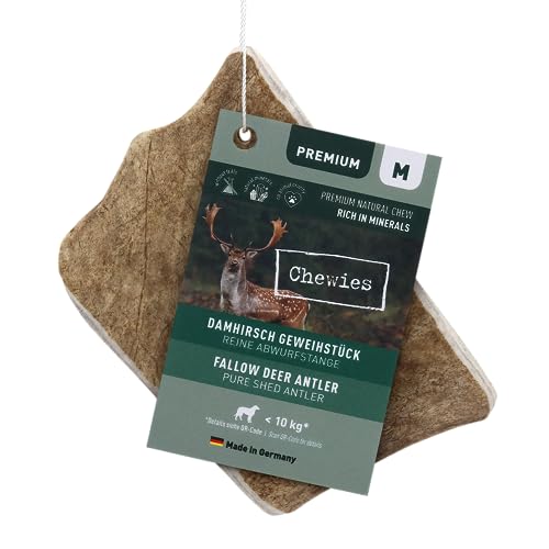 Chewies Damhirschgeweih für Hunde - Kaugeweih aus Abwurfstangen vom Damhirsch - natürlich & mineralstoffreich - Größe M: Für Hunde bis 25 kg