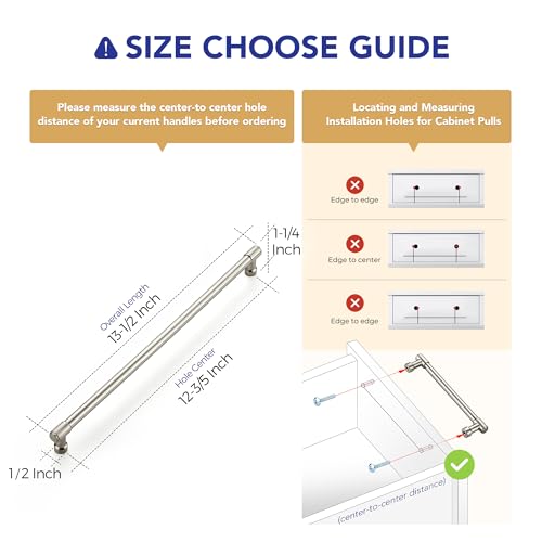 Image of Ravinte 2 Pack 12-3 /5 Inch Hole Center Solid Kitchen Cabinet Handles Brushed Nickel Dresser Pulls Cabinet Drawer Pulls for Kitchen Cupboard Hardware