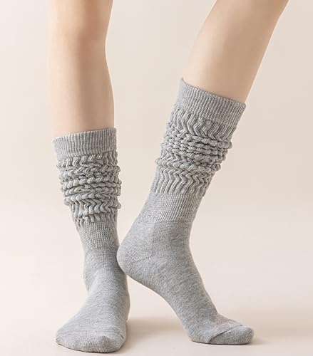Image of Slouchy Socks for Women Stretchy Knee-High Scrunch Socks Soft Long Slouch Boot Socks