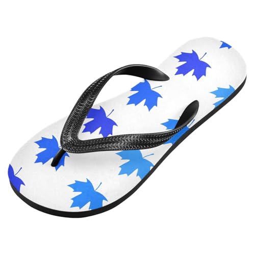 Sinestour Maple Leaf Blue Flip Flops for Beach Thong Sandals Anti-slip Lightweight Beach Slippers for Summer Travel Swim2