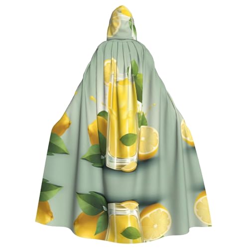 Cape à capuche adulte longue avec imprimé citron, déguisement halloween festival unisexe