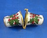 Porcelain China Thimble Needle Case - Christmas Holly