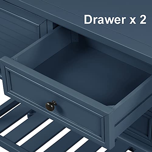 Amposei Farmhouse Console Sofa Table 47’’ Wood Buffet Sideboard Storage Cabinet With Drawers And Open Shelf For Living Room Entryway Bedroom Kitchen (Navy Blue) #TOP3