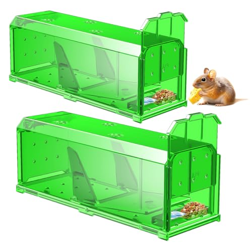 Mouse Traps Indoor for Home, Catch and Release, 2 Pack Large Size Live Mouse Trap No Kill, Sensitive Humane Mouse Trap, Safe Rat Trap for Dog Cat and Family