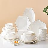 vajilla gibson 36 piezas [Materiales de alta calidad] Juegos de vajilla hechos de porcelana de alta calidad. La vajilla no contiene BPA, asegúrese de que su comida esté almacenada en la vajilla hecha de materiales seguros.