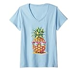 Photo Gallery donna ananas shades girls trip vacanze tropicali vibes maglietta con collo a v Photo Gallery donna ananas shades girls trip vacanze tropicali vibes maglietta con collo a v