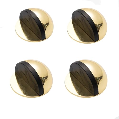 Tope de puerta autoadhesivo, juego de 4 topes de puerta de acero inoxidable, tope de puerta de suelo y pared para todos los suelos duros para proteger paredes y muebles, dorado