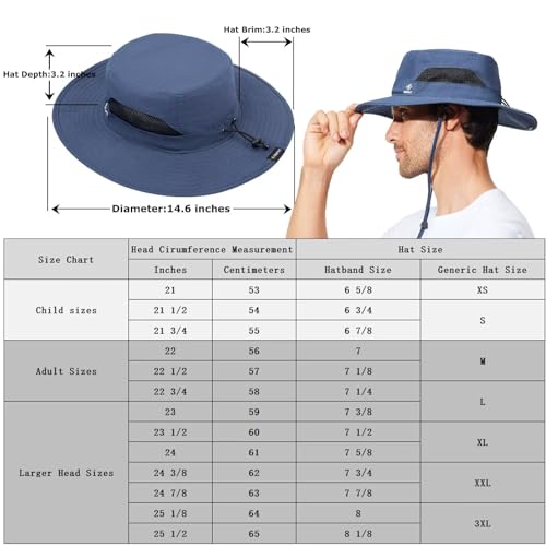 Image of Fishing Hat for Mens Sun Hat Wide Brim Bucket Hat SPF UV Protection XL XXL Large Size Big Head Hiking Beach Safari