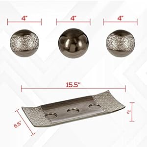 Homeroots tray and orbs balls centerpiece table decorations home decor decorative accents balls for living room coffee and dining table decor set of 3 silver decor  urban country home decor