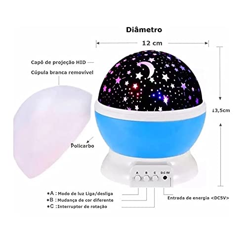 Luminária Projetor de Estrelas Abajur Galáxia LED Giratória