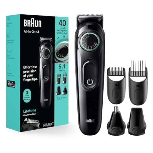 Braun Kit de estilo multifuncional Série 3 3450, aparador 5 em 1 para homens com aparador de barba, aparador de orelha e nariz, aparador de cabelo e mais, lâmina ultra-afiada, configurações de