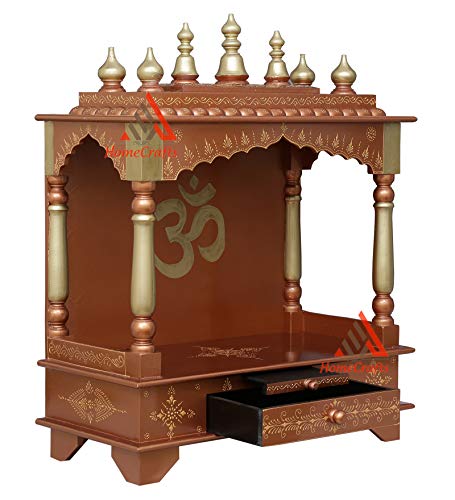 Templo Pooja Mandir解决空间不足的大尺寸金色木质家用神龛 HomeCrafts 24x12x30 pulgadas 7