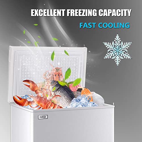 5.0 Cubic Feet Deep Chest Freezer Compact Freezers with Adjustable Thermostat Top Open Door with Removable Storage Basket for Home Kitchen and Bar