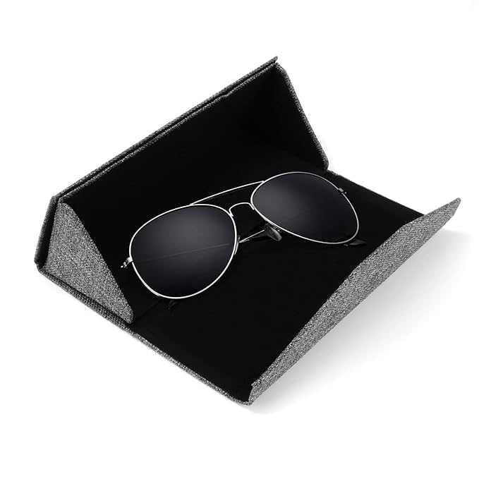 Image of Triangle Foldable Eyeglasses Case with Magnetic Closure - Portable Lightweight Protective Spectacle Box, Stylish Triangular Design, Black