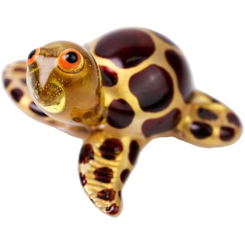 redchocol8® Small Handmade Little Glass Turtle Tortoise Gloss Garden Decor Ornament Gold Cover