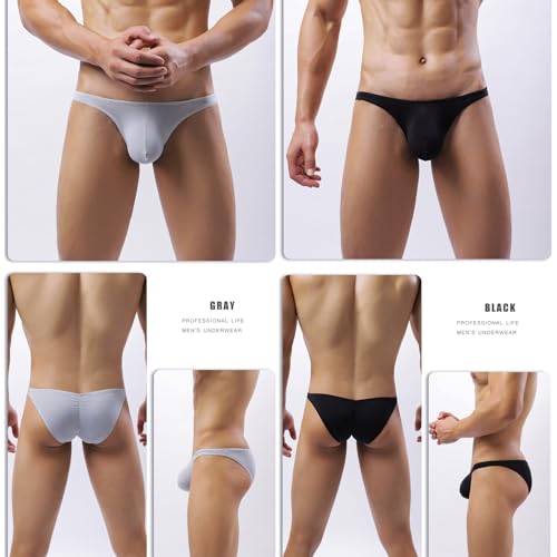 Men's Sexy Underwear Low Waist Ice Silk Briefs Skinny Breathable Bikini Underpants3