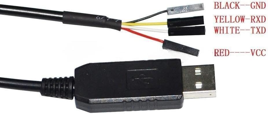 FT232R USB to TTL UART Serial Converter Cable, 5V 4-Pin (TXD RXD GND VCC) for Programming & Debugging, 1.8M Length