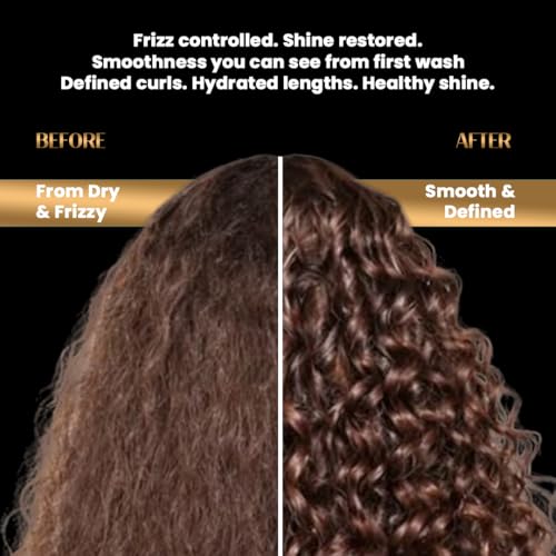 Image of WILDLY PURE Frizz Control Shampoo and Hair Mask Combo for Dry & Frizzy Hair, with Hyaluronic Acid, Natural Biolipids & Acacia Senegal Gum, 300mL + 200mL
