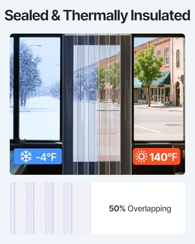 Image of VEVOR PVC Strip Curtain, 84 inch Height x 38 inch Width, 0.08 inch Thickness, 6PCS Clear, Freezer & Cooler Door Strips, 50% Overlap Visit the Store