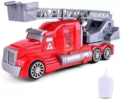 OCTRA Pull Back Vehicles Friction Power Toy with Lights Music Fire Trucks for 3+ Years Old Kids Boys Girls (Water Spray FIRE Truck)