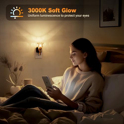 Image of JandCase Night Light, Floral Night Lights Plug into Wall 2 Pack