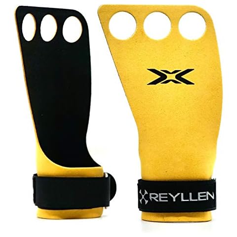 Reyllen® Series 2 BumbleBee X Gymnastic Grips, 3-Hole Hand Grips Strengthener for Crossfit, Weightlifting, Powerlifting, Athletes Palm Protection Hand Guards, Unisex Fitness Workout Equipment (Small) Cover