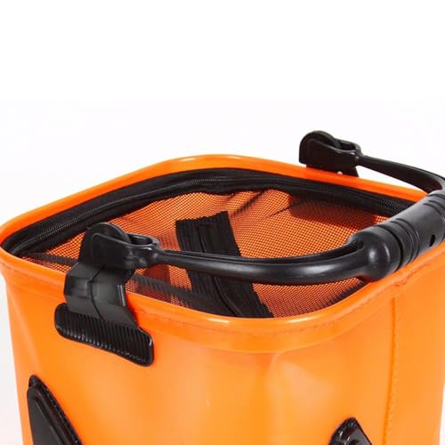 Cubo de pesca plegable de 26x26 cm con mango ancho para cebo vivo 6