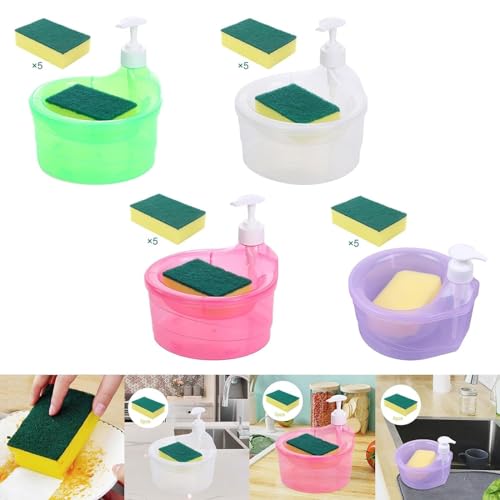 Image of TAZLYN Dish Washing Liquid Soap Dispenser with Sponge Holder Dish Soap Dispenser and Sponge Holder soap Dispenser for Bathroom