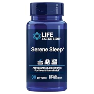 Life Extension Serene Sleep – Ashwagandha, Black Cumin – Sleep Supplement, Calm, Relaxation, Sleep Support Without Melatonin – Once-Daily, Gluten-Free, Non-GMO – 30 Softgels