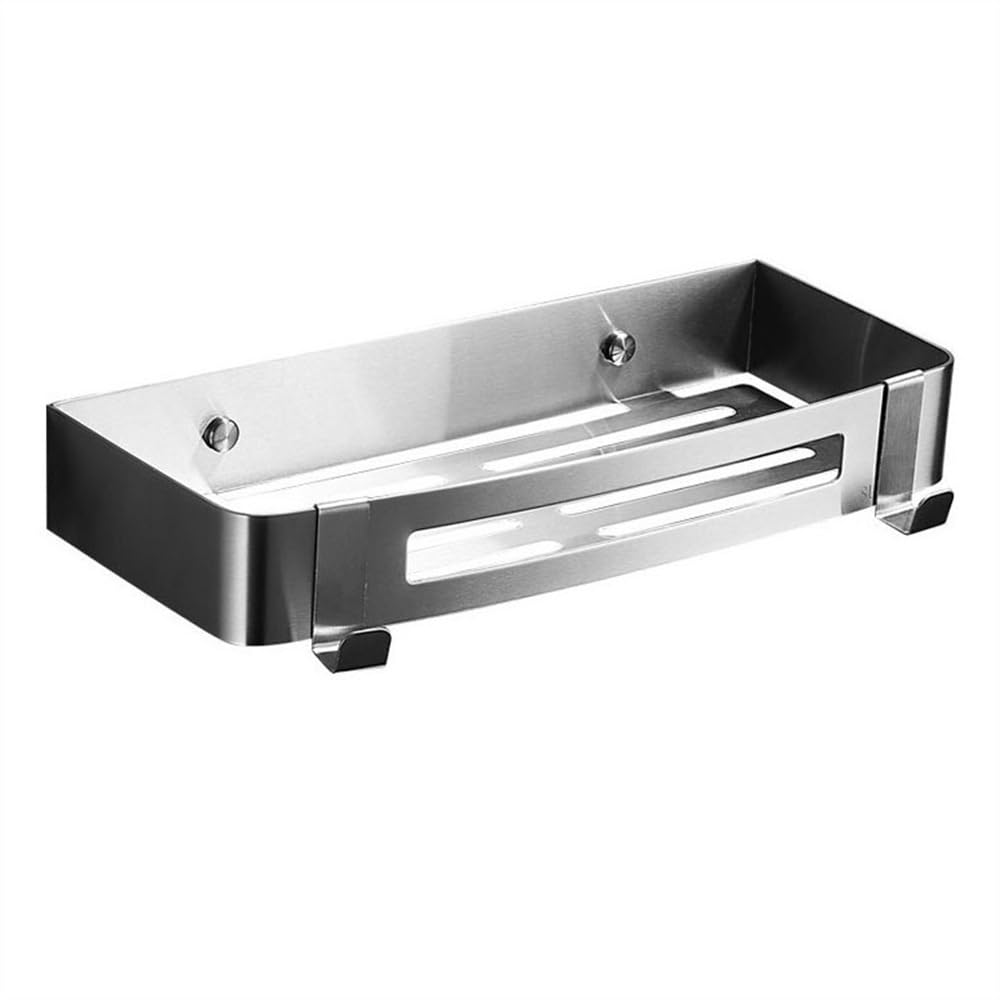 GLigeT Bathroom Shelves Shower Caddy with 2 Movable Hooks Adhesive Hanging Shower Shelf No Drilling Stainless Steel Shower