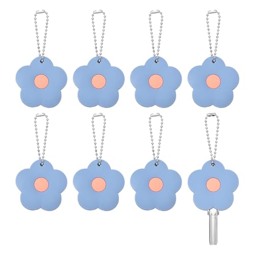 Identificadores de llaves de flor PATIKIL: fundas protectoras de PVC azul para marcar cabezas planas