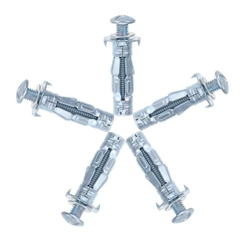 KICHOUSE 5pcs Carbon Steel Hollow Wall Anchors Bolts for Drywall Heavy Duty Secure Mounting Expansion Screws Wall Concrete Eye Bolt Set