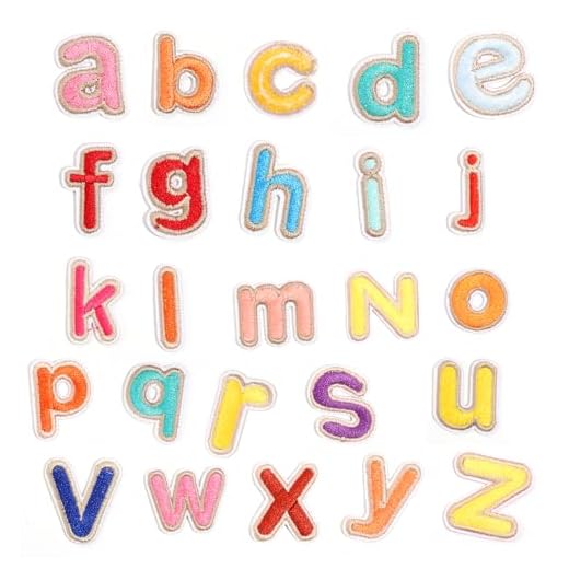 Chuyau 52PCS Iron on Letter Patches Colourful Letters A-Z Embroidered Applique Patches for Clothes Dress Hat Jackets Socks Jeans Bag Shoes