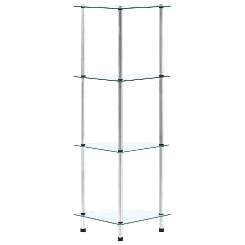 vidaXL Regal mit 4 Ablagen Vitrine Glasregal Dekoregal Sammlervitrine Standregal Glasvitrine Bücherregal Vitrinenschrank Transparent 30x30x100 cm Hartglas