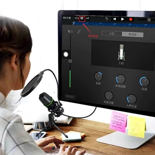 Kit de micrófono podcast USB - Micrófono de grabación de streaming para música, audio, voz, micrófono de podcast para ordenador portátil para streaming de vídeo, accesorios de configuración de estudio - imagen 3