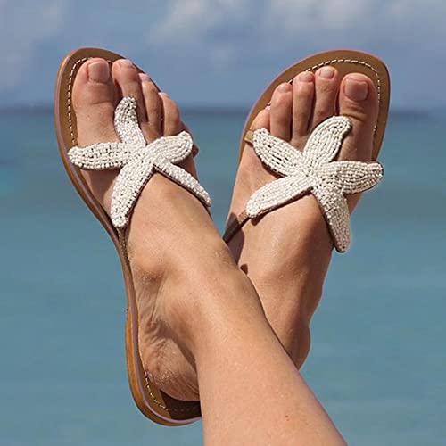 Womens Sandals, Women's Flat Beach Sandals Cute Starfish Sandals Clip Toe Flip Flops Comfortable Outdoor Travel Sandals Summer Slippers2