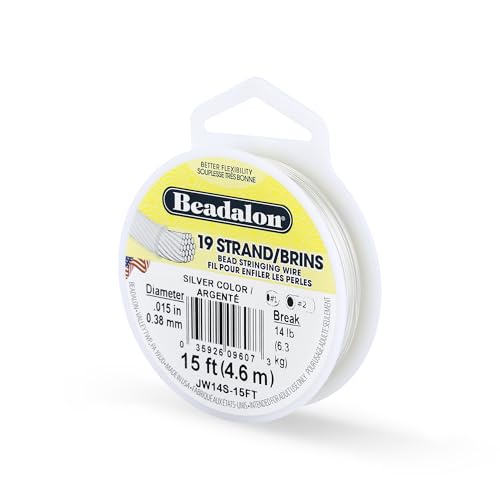 Beadalon Bead Stringing Wire - .015 in / .38 mm, Silver, 15ft / 4.6m