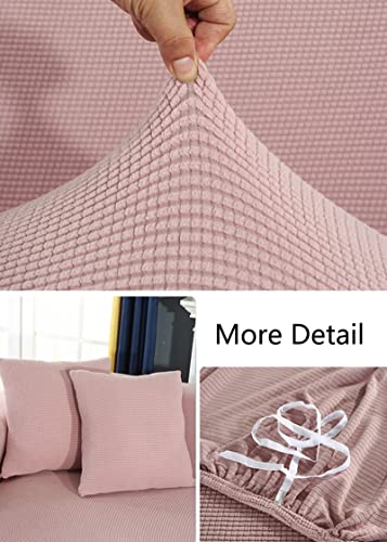 Housse de canapé extensible jacquard orange 5 places 305-360 cm - 4