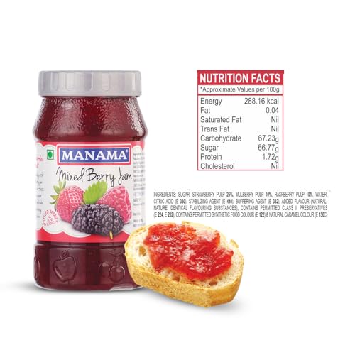 Image of Manama Mixed Berry Jam (Raspberry, Strawberry and Mulberry), Pack of 1, 500GMS