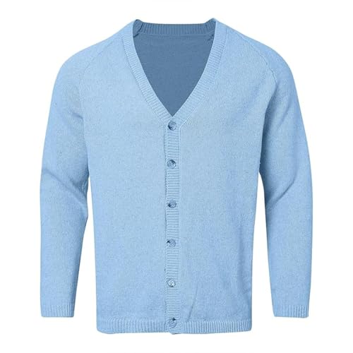 Mens Casual Button Up Basic Cardigan Sweaters V Neck Ribbed Knitted Long Sleeve Business Work Sweaters S-3XL