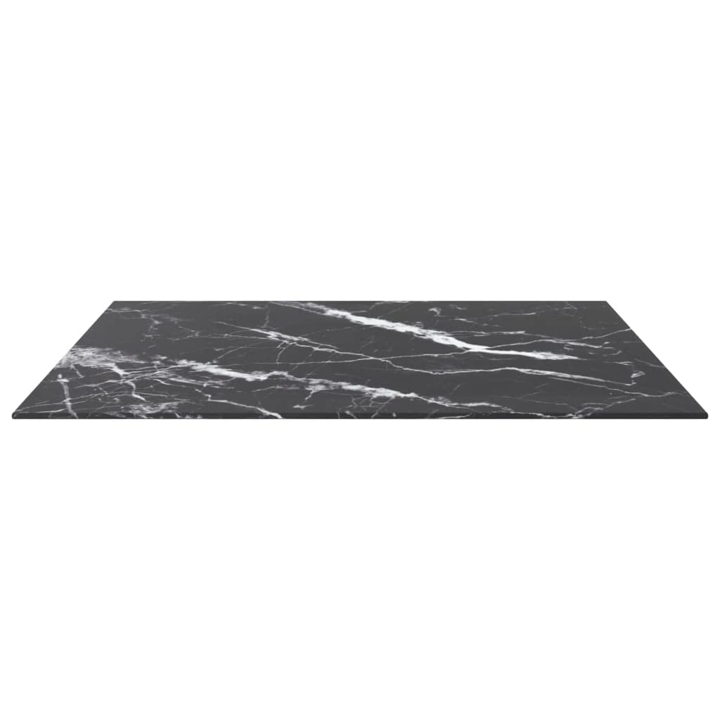 Hothingwell Tischplatte aus gehärtetem Glas, Schwarz, 80 x 80 cm, Marmor-Design, für Esstisch oder Couchtisch, leicht zu reinigen mit einem feuchten Tuch