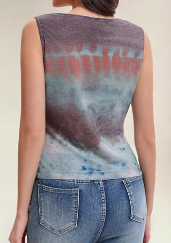 GERT COREL Women's Cowl Neck Sleeveless Top 2026 Sleeveless Ruched Floral Printed Shirts Summer Tank Tops (US, Alpha, X-Large, Regular, Regular, Mist Blue) — view 6