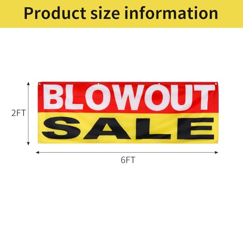 2 Pieces 2x6 Feet Blowout Sale Banner, Large Sale Signs for Retail Store, Advertising Signs with Metal Grommets, Polyester Banners for Retail Store, Supermarket Clearance