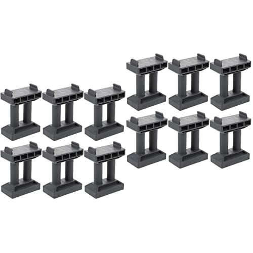 Zerodeko Pretend Train Bridge Pier 12 PCS Wooden Train Track Accessories Train Bridge Pier Track Railway Accessories Multi Level Support Risers High Level Blocks for Wooden Toy Train, Grey