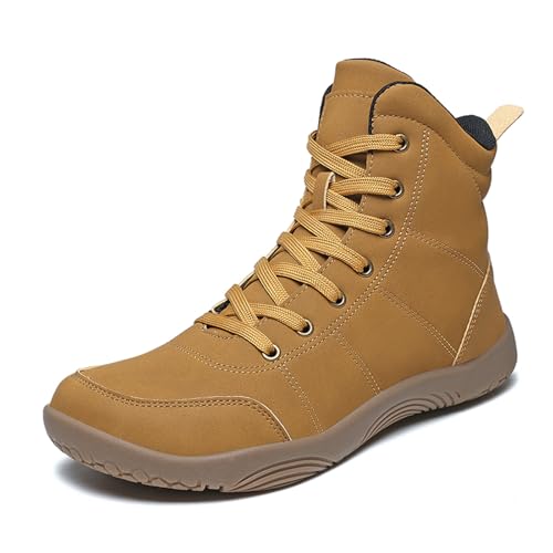 Best Barefoot Boots Black Yellow: Top Picks & Reviews 11 CERYTHRINA Hi-top Barefoot Boots for Winter: Minimalist Zero Drop - Wide Toe Box Barefoot Sneakers for Womens Mens Yellow 47