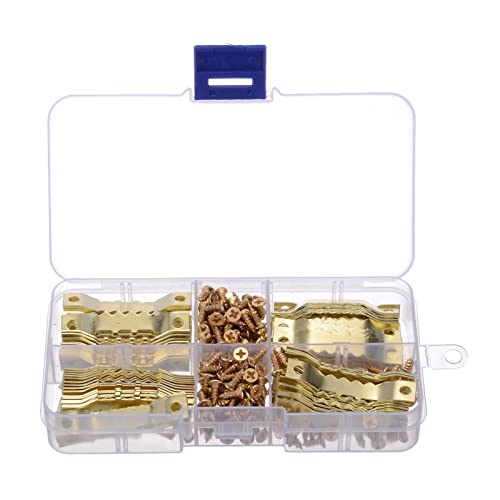 Image of Picture Hanging Kit for Picture Frame Fixing 100 Sets Gold Saw Tooth Hangers Canvas Picture Frame Hanging Hooks With Screws Sawtooth Hangers 45*8mm DIY Hardware Tools Assorted Picture Hanger Set for H