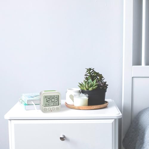 TFA Dostmann Orologio sveglia radiocontrollato Bingo 2.0, 60.2550.02, due allarmi, funzione snooze, indicazione della temperatura interna, bianco - Immagine 5