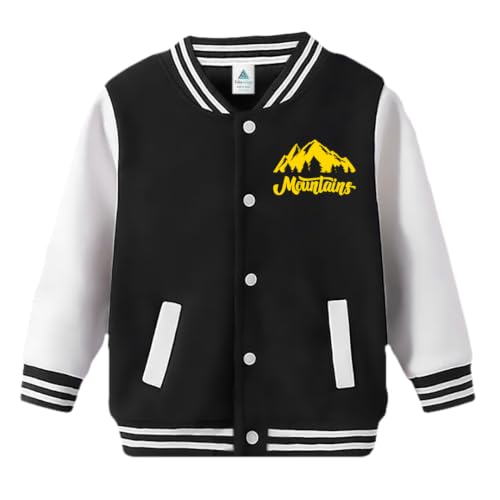 Image of Fabywings Kids Boys Digital Mountain Printed Black Varsity Jacket with Button
