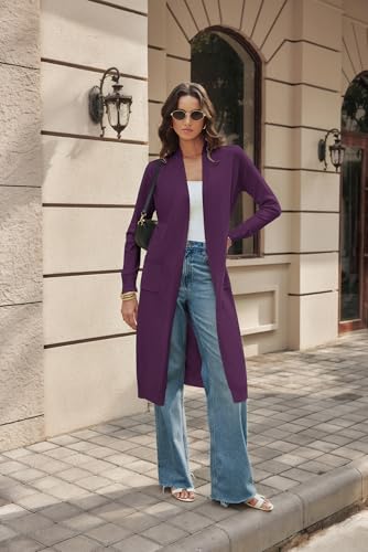 Image of GRACE KARIN Essential Solid Open Front Maxi Long Knitted Cardigan Sweater for Women